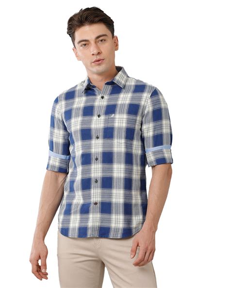 Space Blue Twill Check Casual Shirt – Double Two
