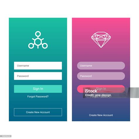 Vetores de Tela De Login E Sinal No Modelo De Formulário Para Mobile App Ou Web Site Design e ...