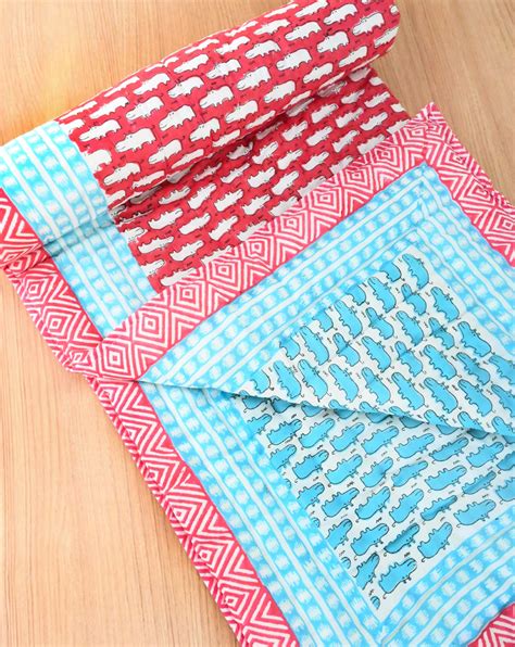 Happy Hippos Jaipuri Razai | 100% Cotton Quilts Online | Phutari