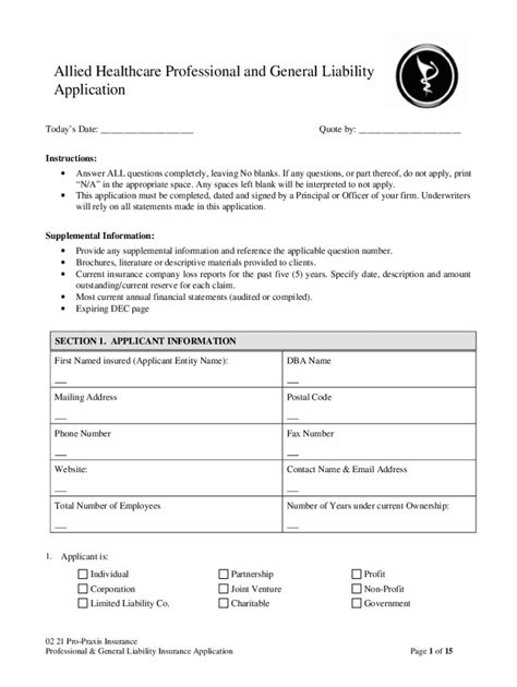 Fillable Online ALLIED HEALTHCARE APPLICATION - VGM Insurance Fax Email ...