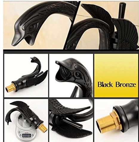 InArt Single Lever Basin Mixer Taps for Bathroom Swan Shape Brass Blac ...