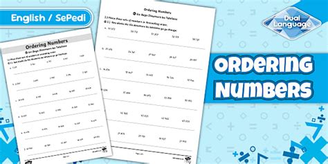 Grade 4 Maths Ordering Numbers Activity Sheet Sepedi/English
