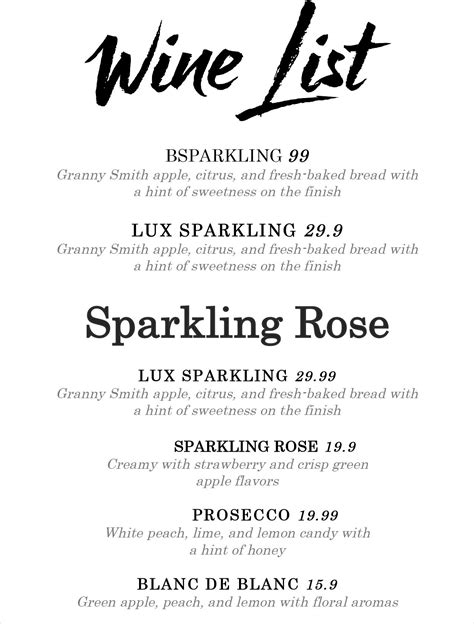 Wine List Menu Template | AT A GLANCE