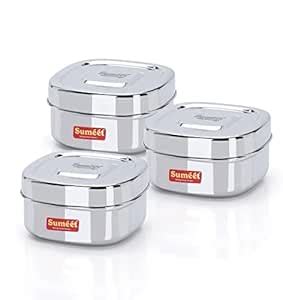 Buy Sumeet Stainless Steel Square Storage containers box/Dabba for ...
