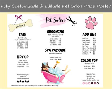 Grooming Price List at Kathaleen Velasquez blog