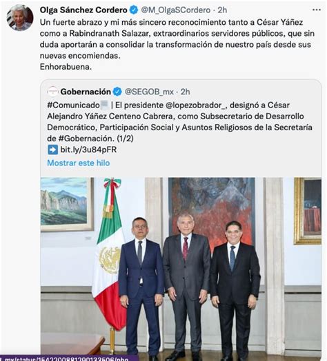 Morenistas felicitan a César Yáñez por su nuevo cargo en la Segob