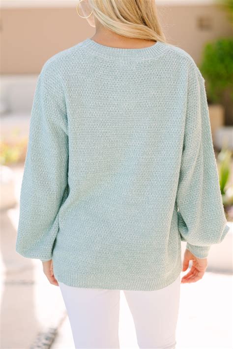 Cute Light Green Bubble Sleeve Sweater - Classic Sweaters – Shop the Mint