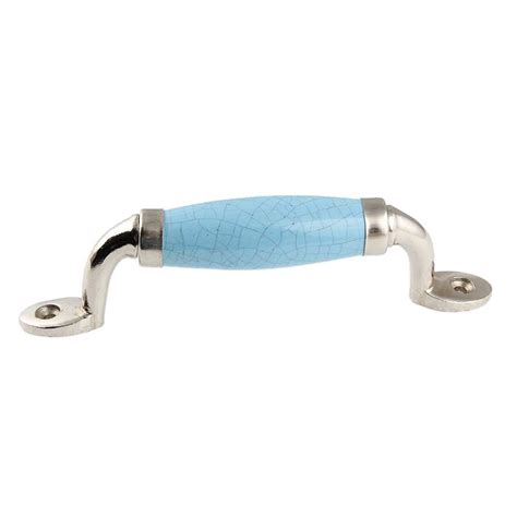 Turquoise Crackle Small Ceramic Silver Door Handles