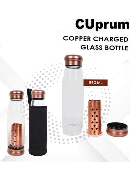Buy Fuzo Copper Charged Glass Water Bottle Online In India