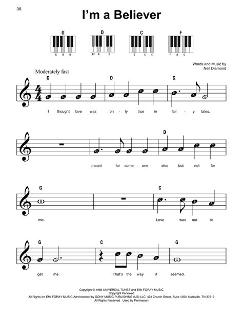 I'm A Believer by The Monkees Sheet Music for Super Easy Piano at Sheet Music Direct