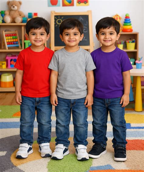 Kids Cotton Boys Tshirt Plain Multi Color | Age 0 to 6 Years (Pack of ...