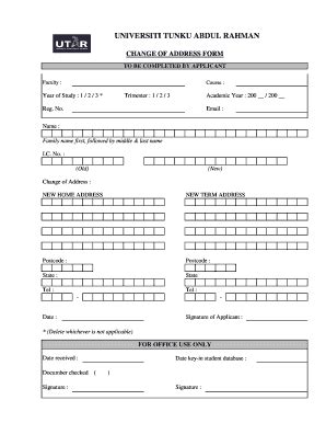 Student - Change Of Address - Universiti Tunku Abdul Rahman - Fill and ...
