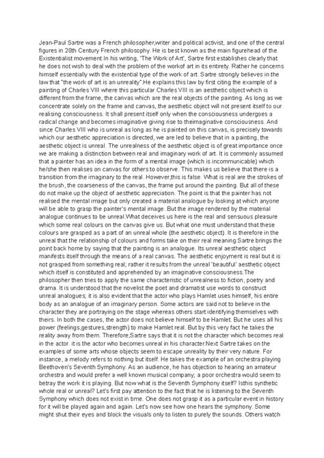 Sartre summary - Jean-Paul Sartre was a French philosopher,writer and ...