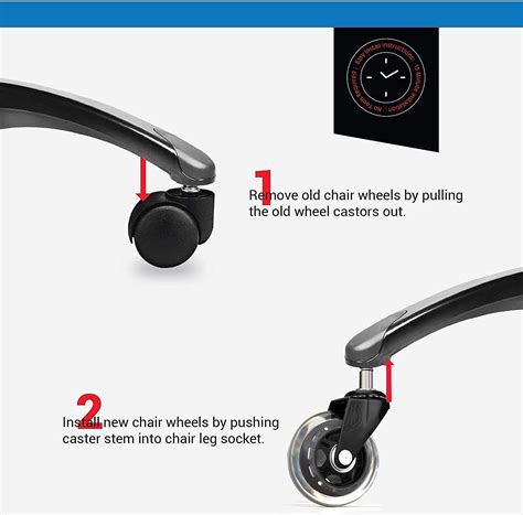 Buy WEPSEN Office Chair Wheels Replacement Rubber Chair Casters for ...