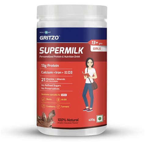 Buy Gritzo SuperMilk 13+ Girls, Kids Nutrition & Health Drink, Protein ...