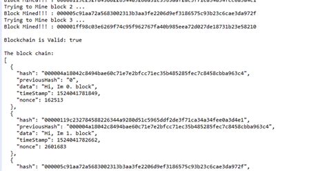 How to Code Java Blockchain 的图像结果