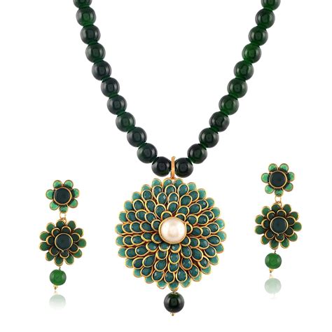 saket nc by chanda saketnc by chanda- green Colour Pachi Pearl Necklace ...