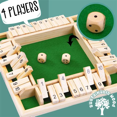 Jaques of London 4 Player Shut the Box | Wooden Board Games | Shut the ...
