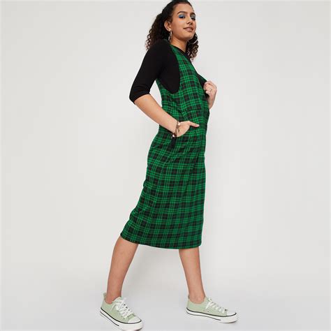 Buy Women Checked Pinafore Dress with Top Online at just Rs. 1599.0 ...