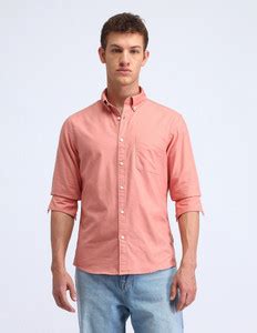 FLYING MACHINE Men Solid Casual Orange Shirt - Buy FLYING MACHINE Men ...