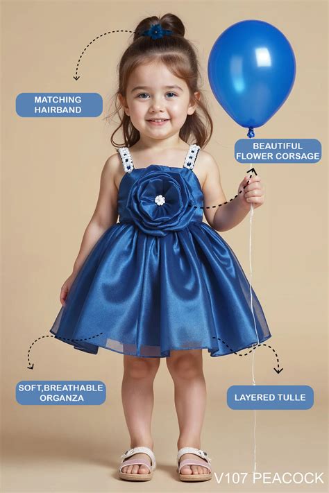 Buy Ministitch Sleeveless Organza Party Frock with flower Corsage ...