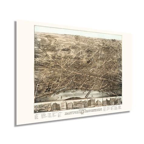 HISTORIX Vintage 1877 Hartford Map - 24x36 Inch Vintage Map of Hartford ...