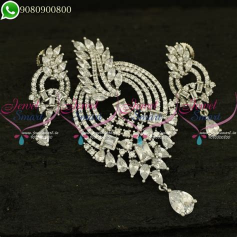 CZ Stones Pendant Set Silver Plated Fashion Jewellery New Designs PS20986