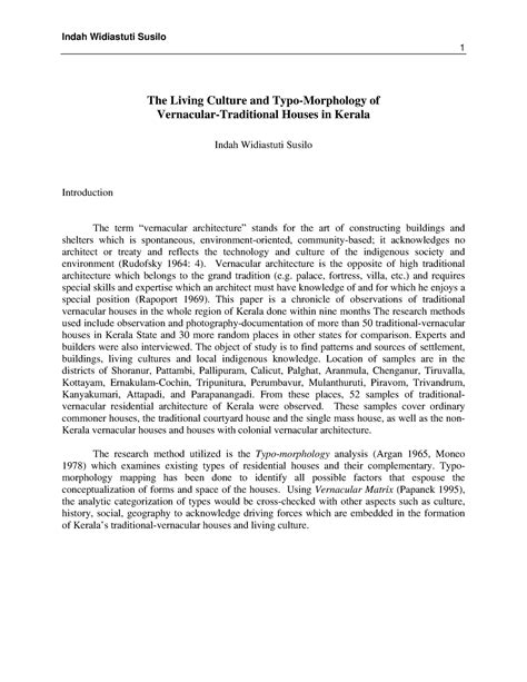 Traditional Houses in Kerala - 1 The Living Culture and Typo-Morphology ...