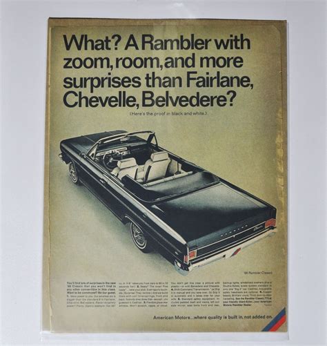 Large Car Ad 1966 AMC Rambler Classic (american Motors Company Classic Old Photo Advertisement ...