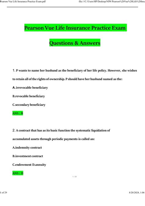 Image result for Life Insurance Exam Practice Questions