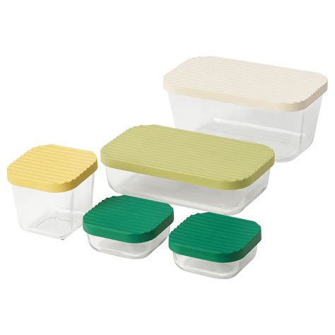 HAVSTOBIS food container with lid, set of 5, transparent/multicolour - IKEA