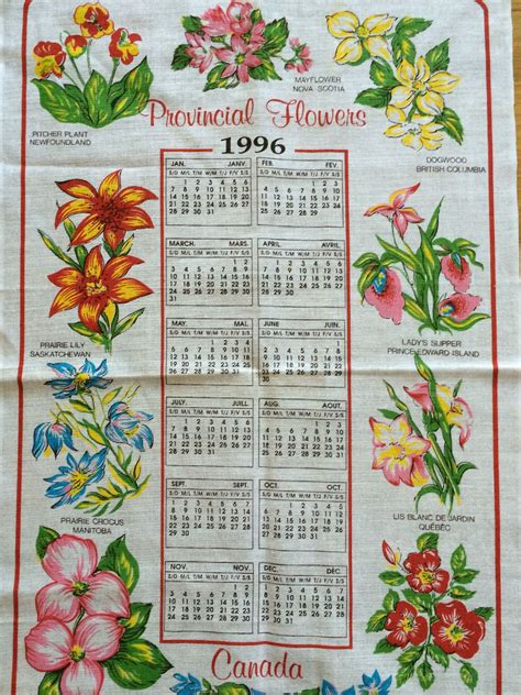 1996 Vintage Calendar - Printable Calendars AT A GLANCE