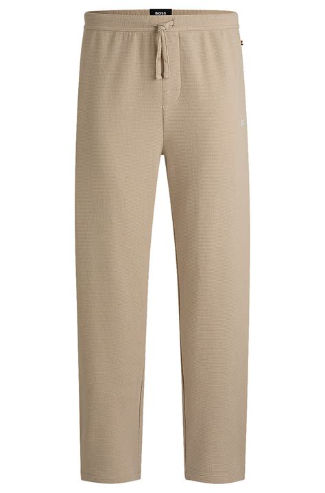 BOSS - Cotton-blend pyjama bottoms with embroidered logo - Light Beige