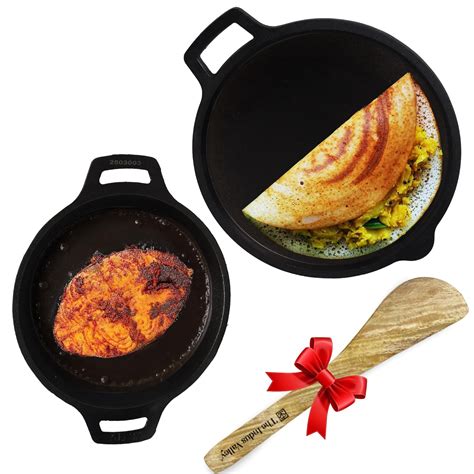 Buy The Indus Valley Pre-Seasoned Cast Iron Cookware Set + Free Wooden ...