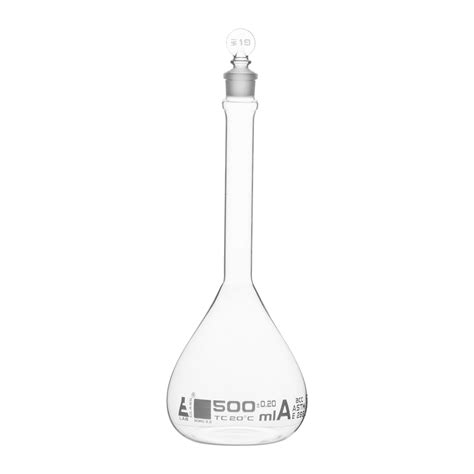 Flask Volumetric With Solid Glass Stopper ASTM-E288 STD Class A 500 ml ...