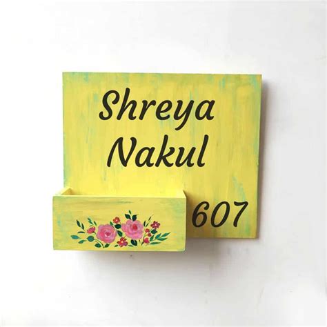 Hand-painted Customized Planter Name Plate - Pink Flowers – Housenama