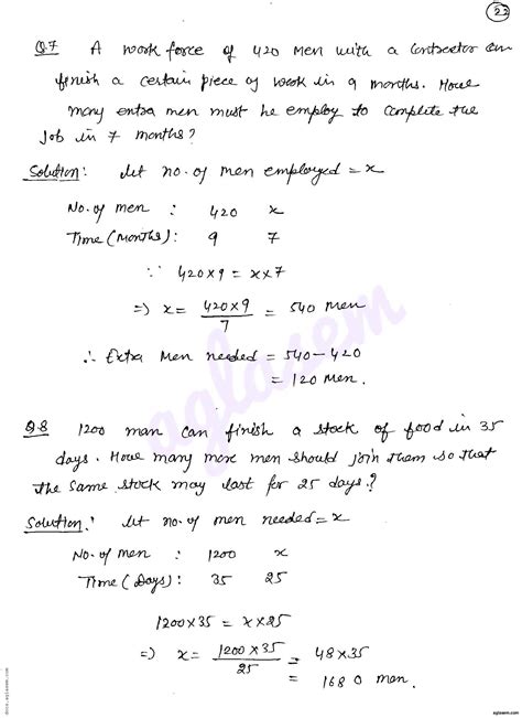 RD Sharma Solutions for Class 8 Direct and Inverse Variations Exercise ...