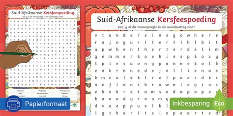 Suid-Afrikaanse Kersfees-nageregte Woordsoektog