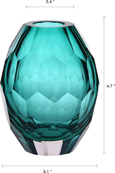 Buy CYL Home Art Glass Vase Solid Color Hand Blown Diamond Shape Decor ...