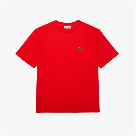 Lacoste Red Short Sleeves Womens Crew Neck Premium Cotton T-shirt for ...