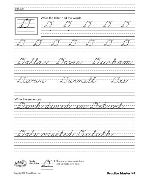 Zaner Bloser Cursive Practice