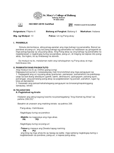 Image result for Sample Module for Grade 6