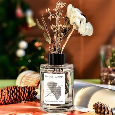 Silver Martini Reed Diffuser, 120ML Glass Bottle with Dry Flower ...