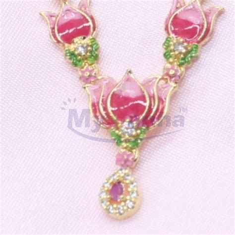 Heavy AD Stone and Lotus decorated Haar for Idols – MyKanha.com