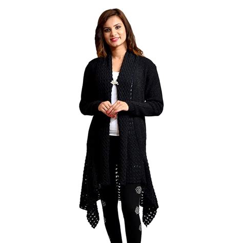 Buy PIPASA Women Woollen Buttoned Collar Neck Printed Stylish Party ...