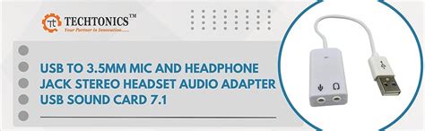 Techtonics USB To 3.5mm Mic and Headphone Jack Stereo Headset Audio ...