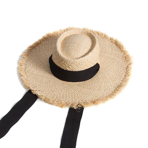 Women Wide Brim Raffia Frayed Floppy Sun Hat Fringe Beach Straw Hats ...
