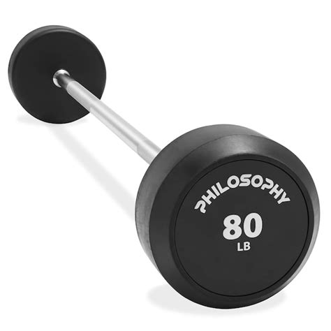Philosophy Gym Rubber Fixed Barbell - 80-lb Pre-Loaded Weight Straight ...