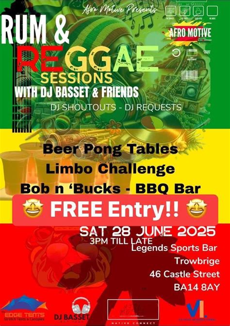 ?? RUM n’ REGGAE SESSIONS ?, Legends Sports Bar, Trowbridge, 28 June ...