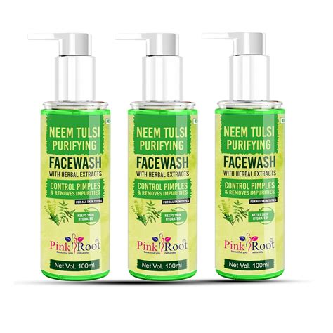 Pink Root Neem Tulsi Purifying Face Wash 100ml (Pack of 3) : Amazon.in ...
